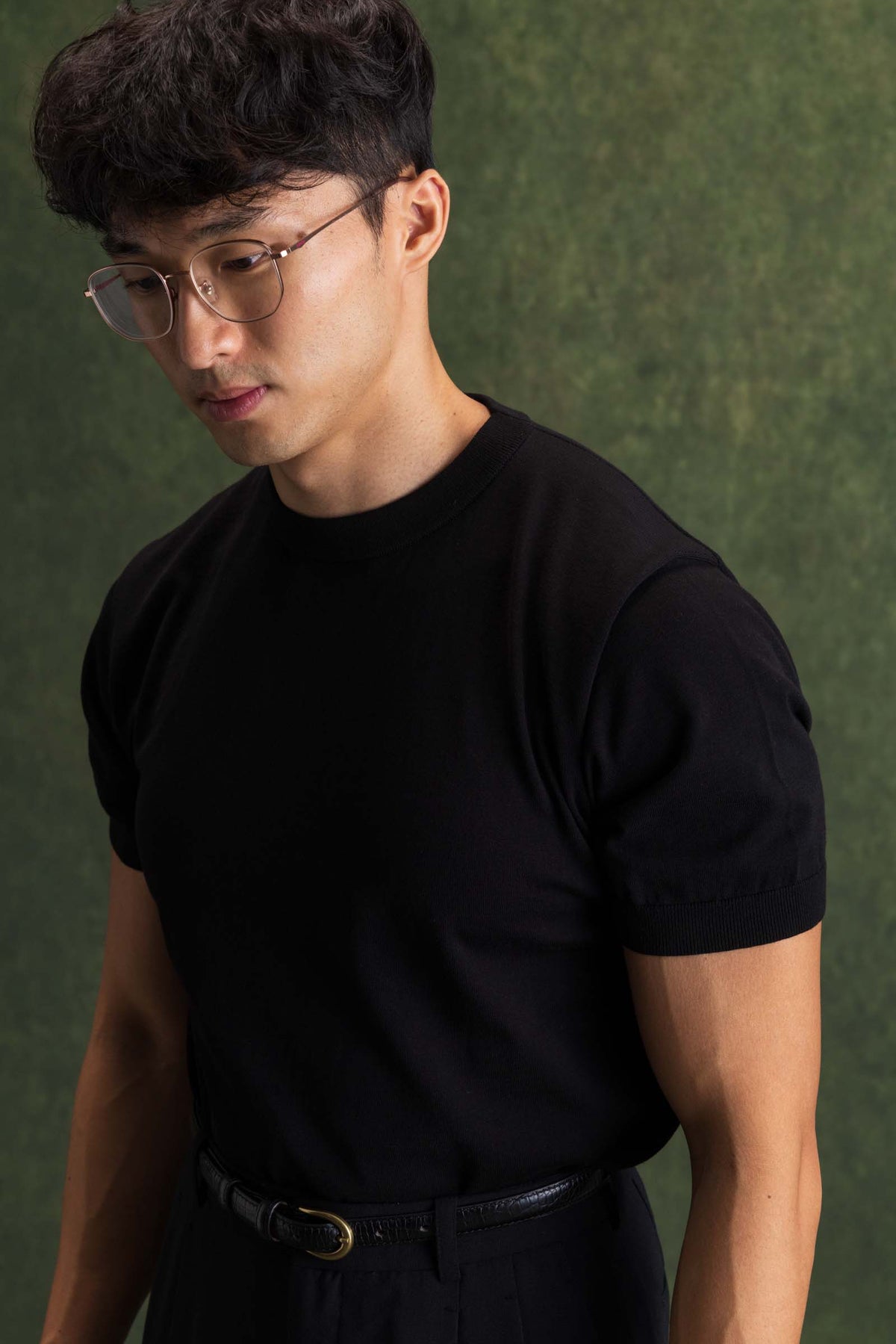 Black Pima Cotton Knit Tee