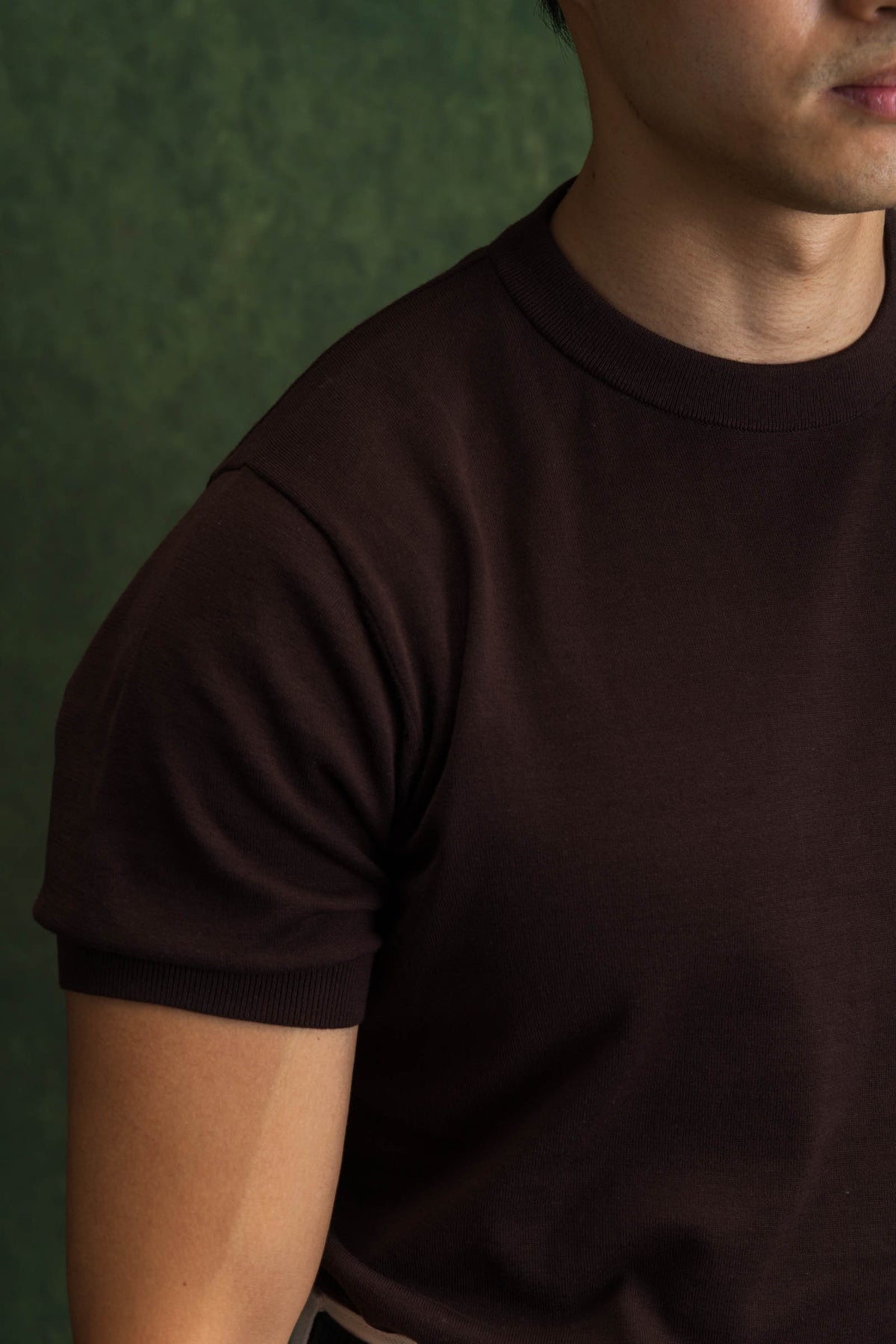 Brown Pima Cotton Knit Tee
