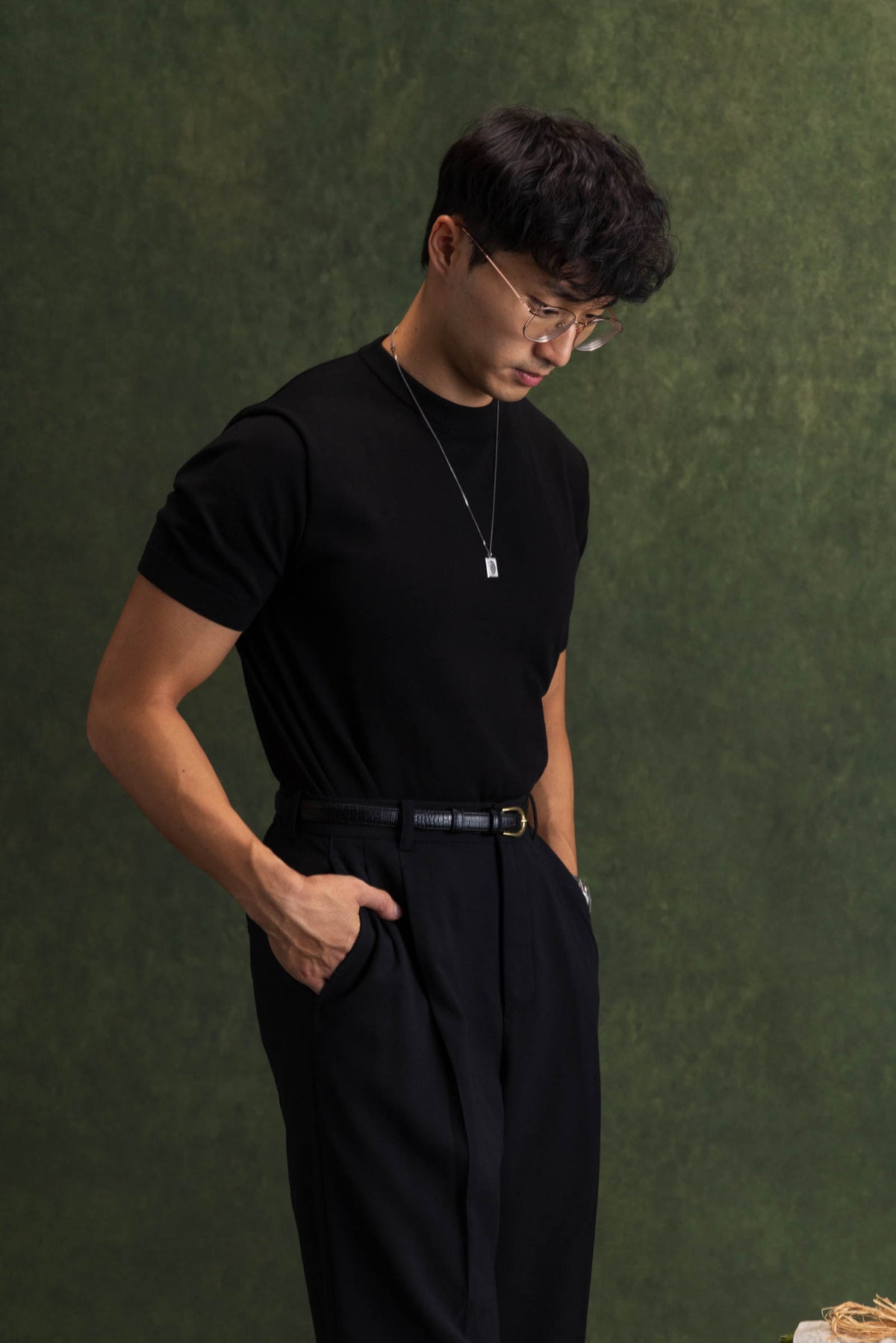 Black Pima Cotton Knit Tee