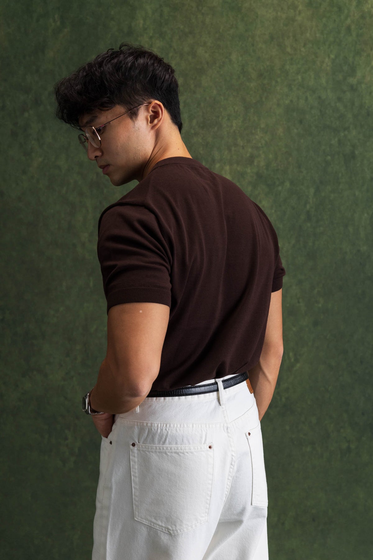 Brown Pima Cotton Knit Tee