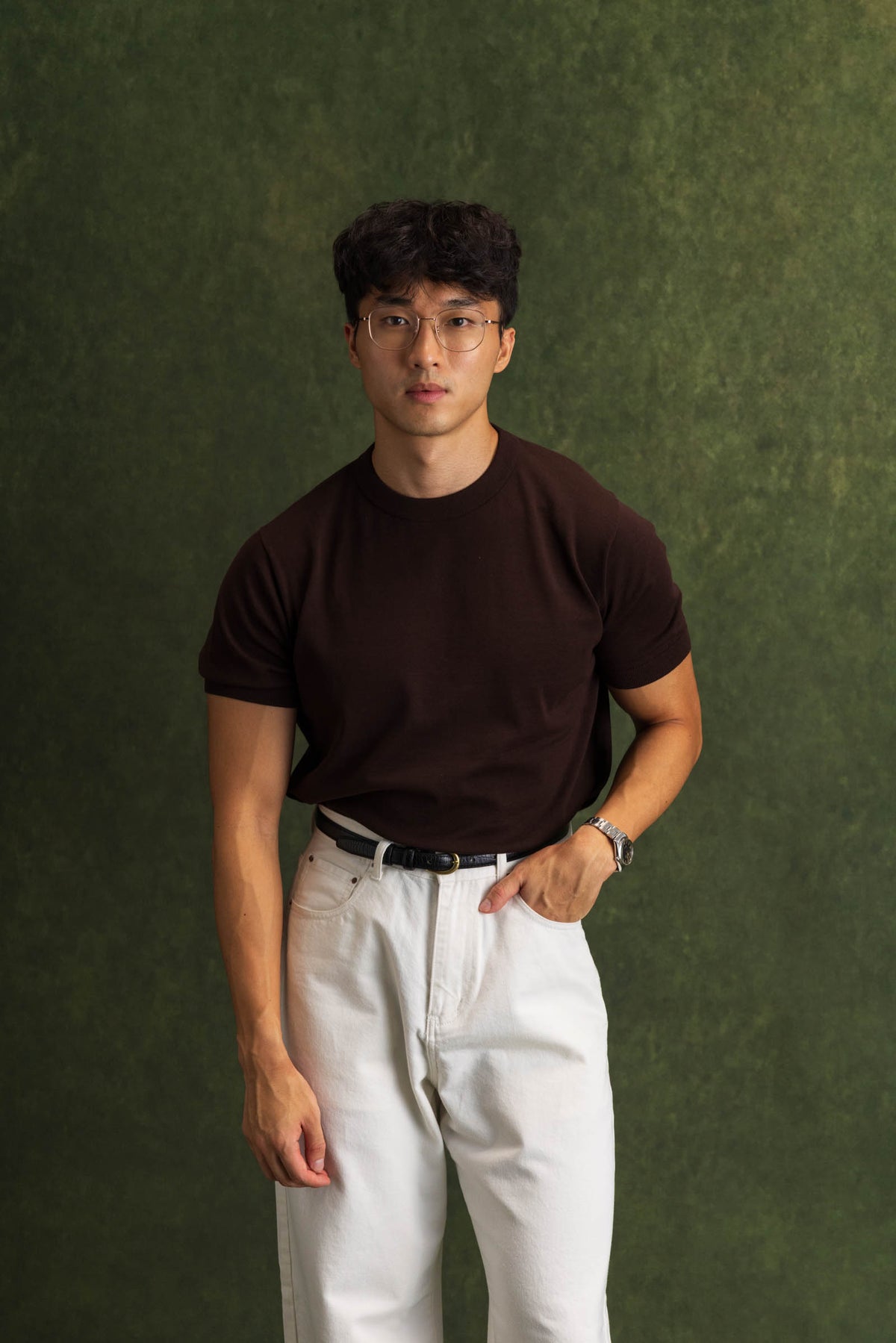 Brown Pima Cotton Knit Tee
